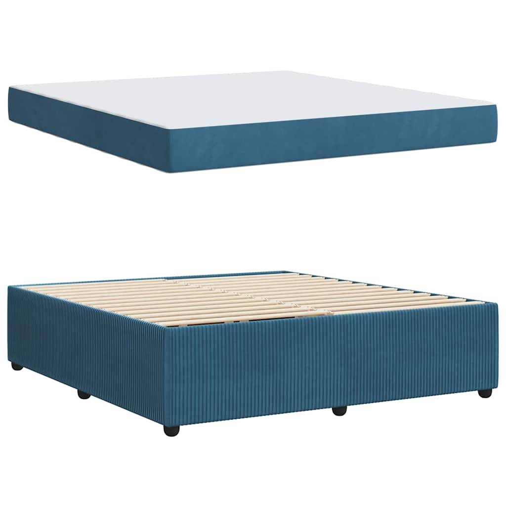 vidaXL Bettrahmen mit Matratze Blau 180 x 200 cm Stoff