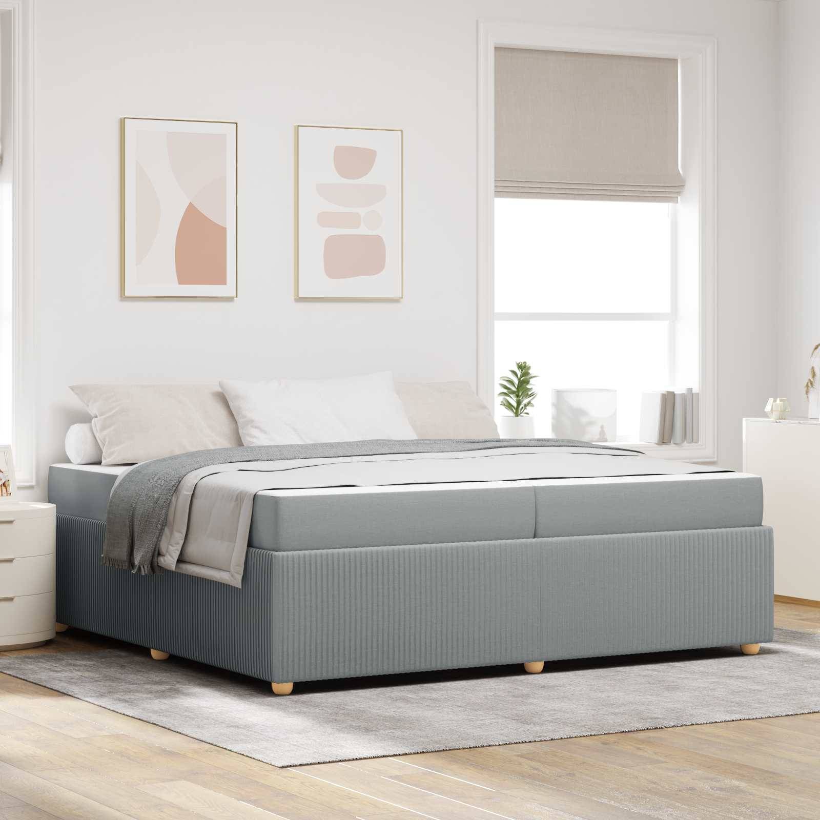 vidaXL Bettrahmen mit Matratze Hellgrau 200 x 200 cm Stoff