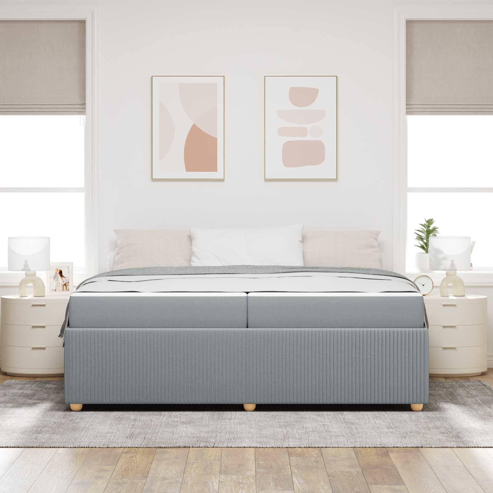 vidaXL Bettrahmen mit Matratze Hellgrau 200 x 200 cm Stoff