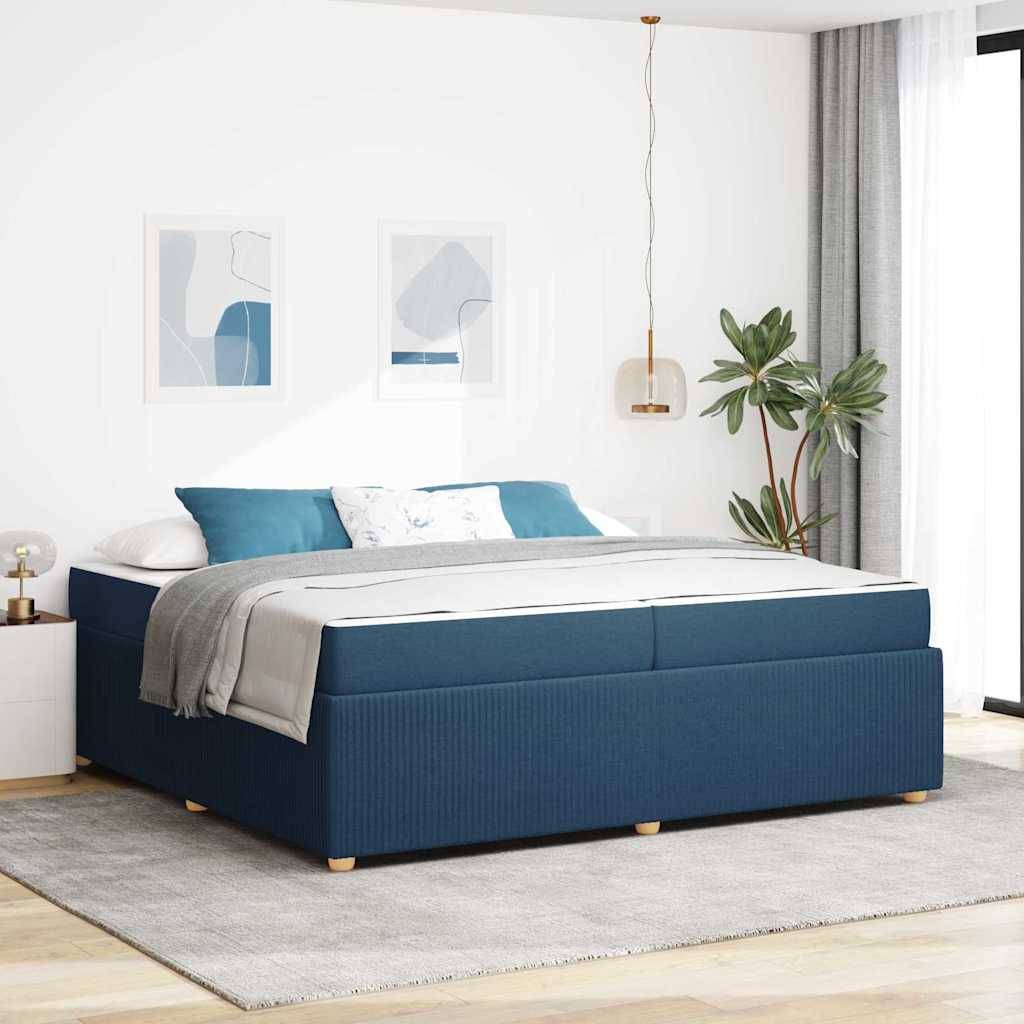 vidaXL Bettrahmen mit Matratze Blau 200 x 200 cm Stoff