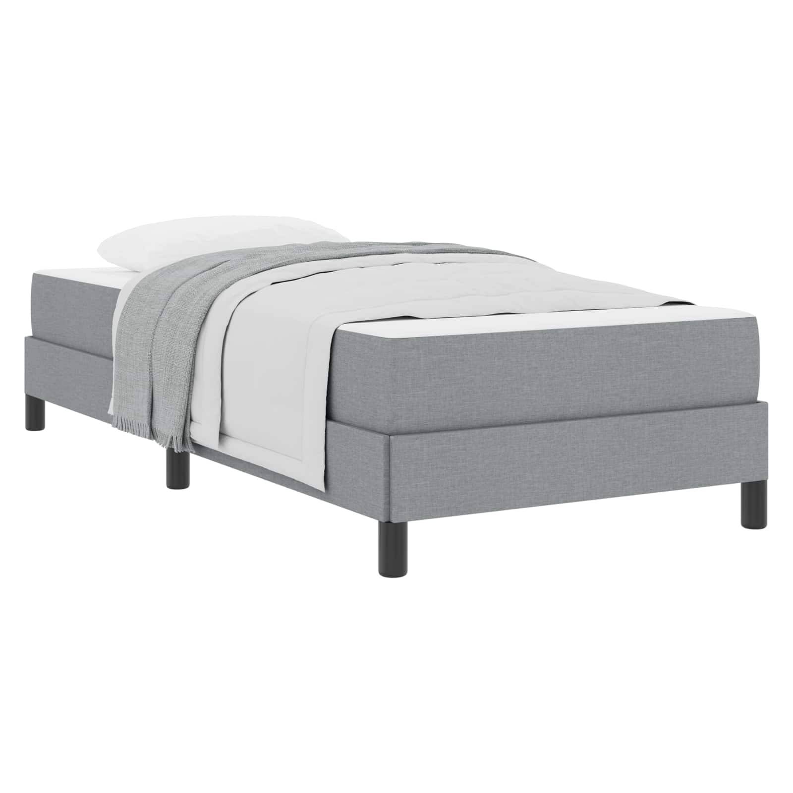 vidaXL Boxspringbett mit Matratze Hellgrau 90 x 200 cm Stoff