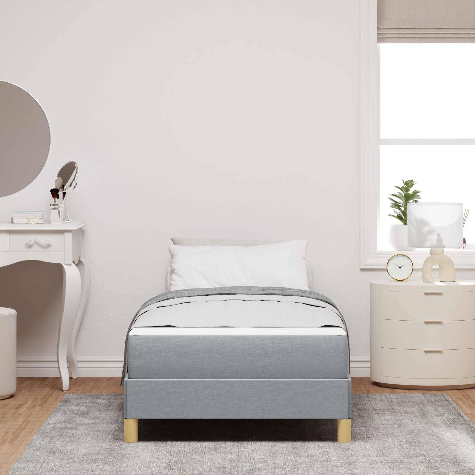 vidaXL Boxspringbett mit Matratze Hellgrau 90 x 190 cm Stoff