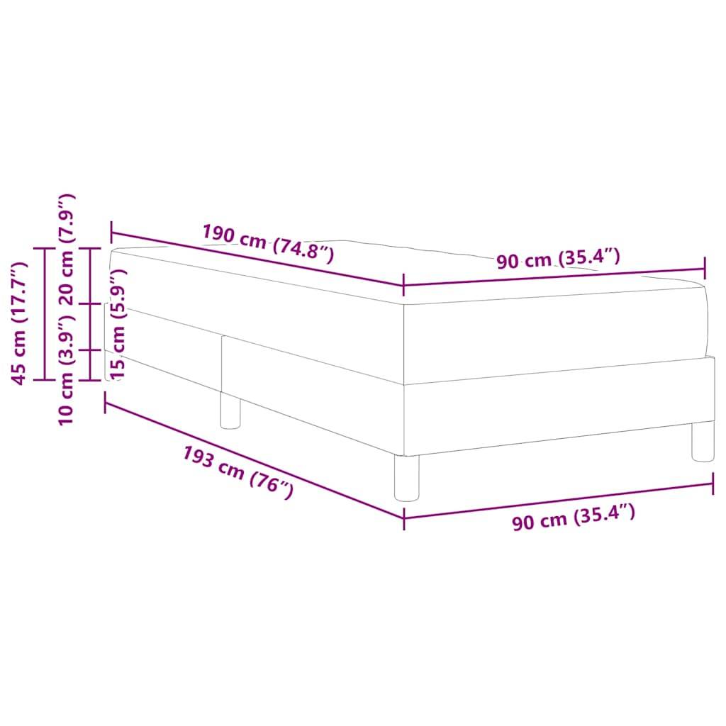vidaXL Bettrahmen mit Matratze Grau 90 x 190 cm Stoff