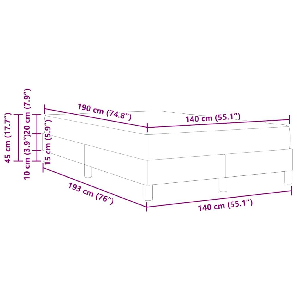 vidaXL Boxspringbett mit Matratze Creme 140 x 190 cm Stoff