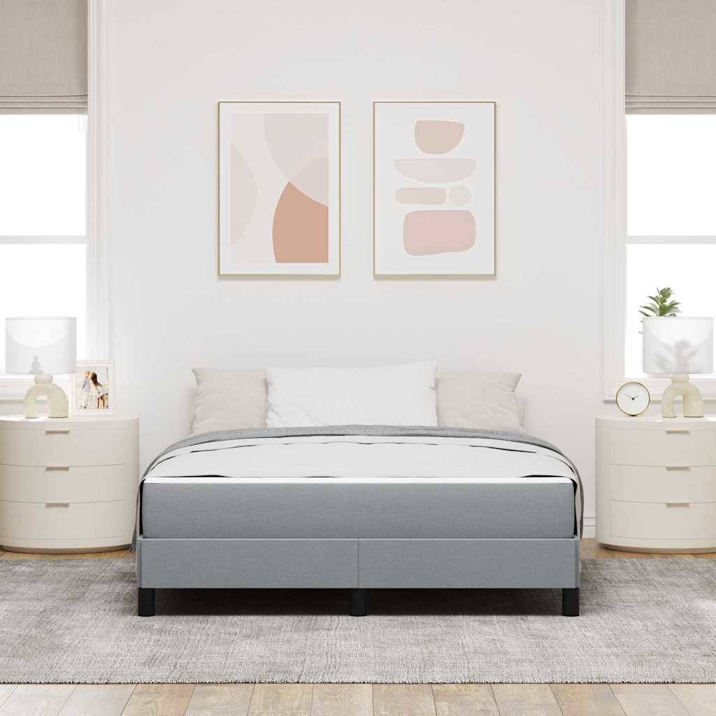 vidaXL Boxspringbett mit Matratze Hellgrau 140 x 200 cm Stoff