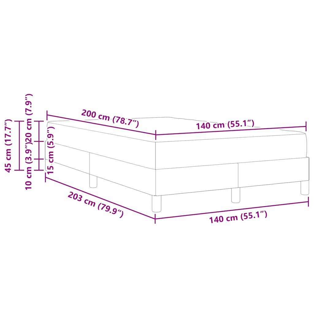 vidaXL Boxspringbett mit Matratze Taupe 140 x 200 cm Stoff