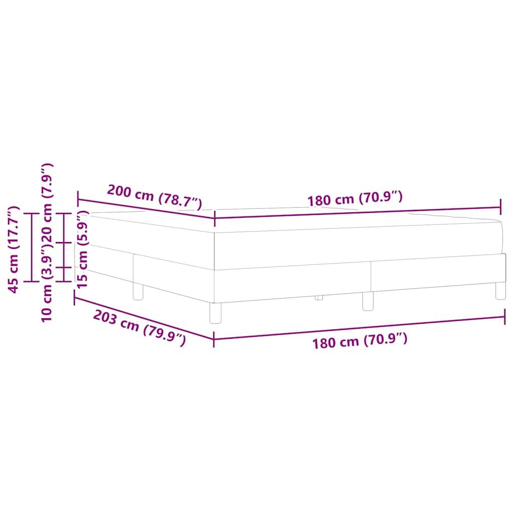vidaXL Boxspringbett mit Matratze Hellgrau 180 x 200 cm Stoff