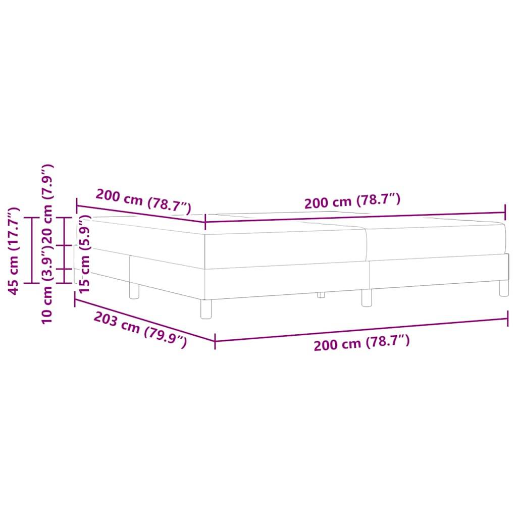 vidaXL Bettrahmen mit Matratze Grau 200 x 200 cm Stoff