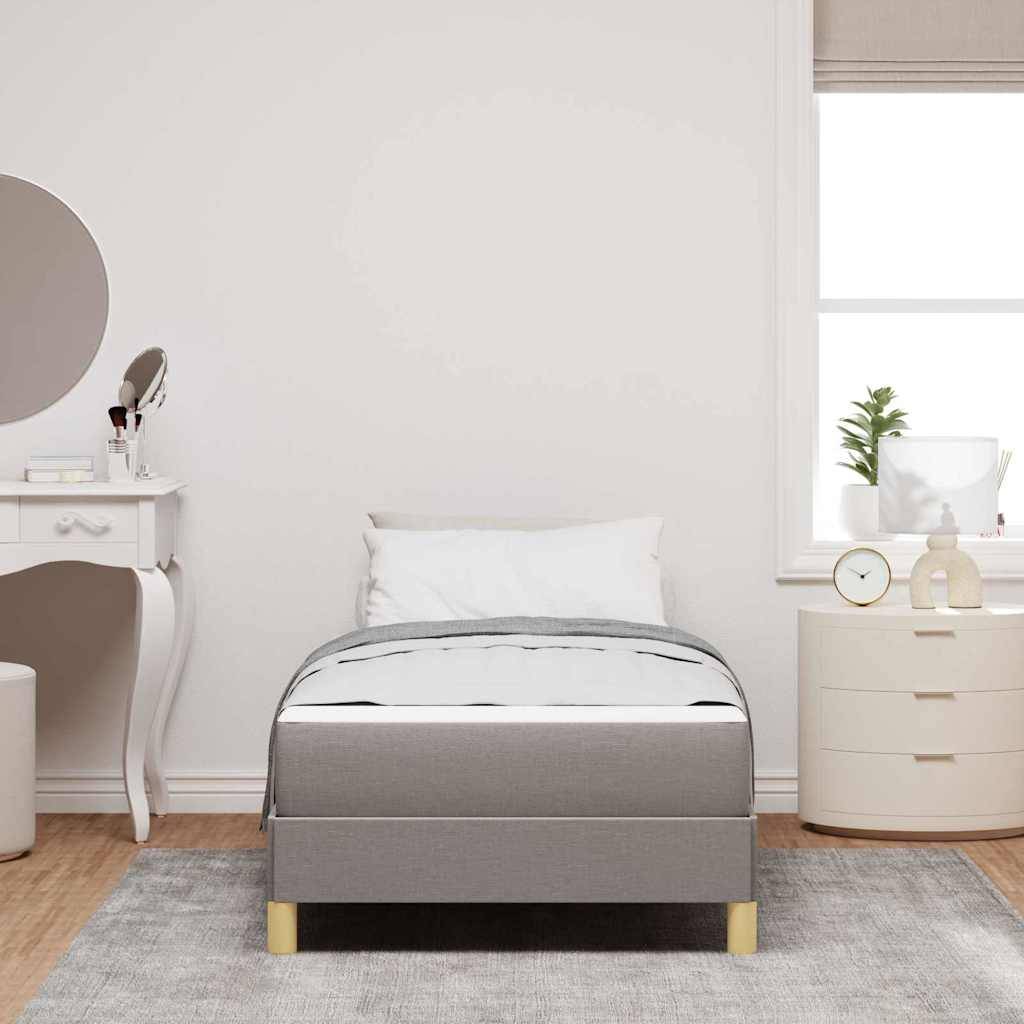 vidaXL Boxspringbett mit Matratze Taupe 90 x 200 cm Stoff