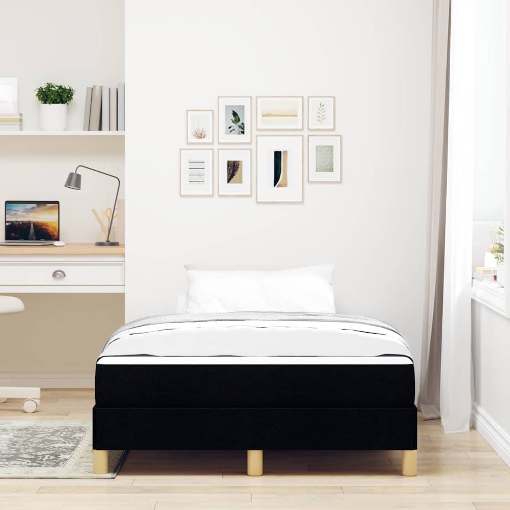 vidaXL Boxspringbett mit Matratze Schwarz 120 x 190 cm Stoff