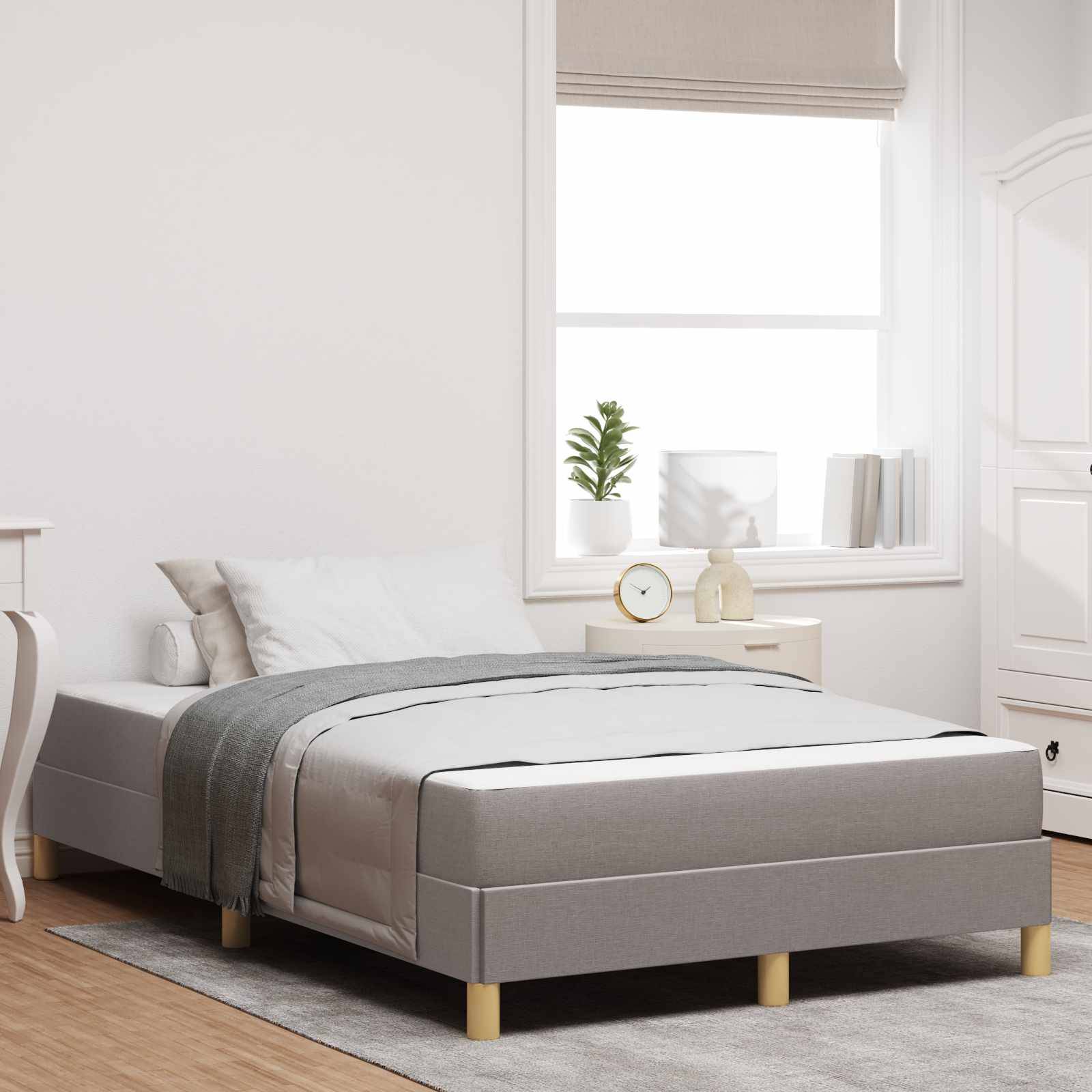 vidaXL Boxspringbett mit Matratze Taupe 120 x 190 cm Stoff