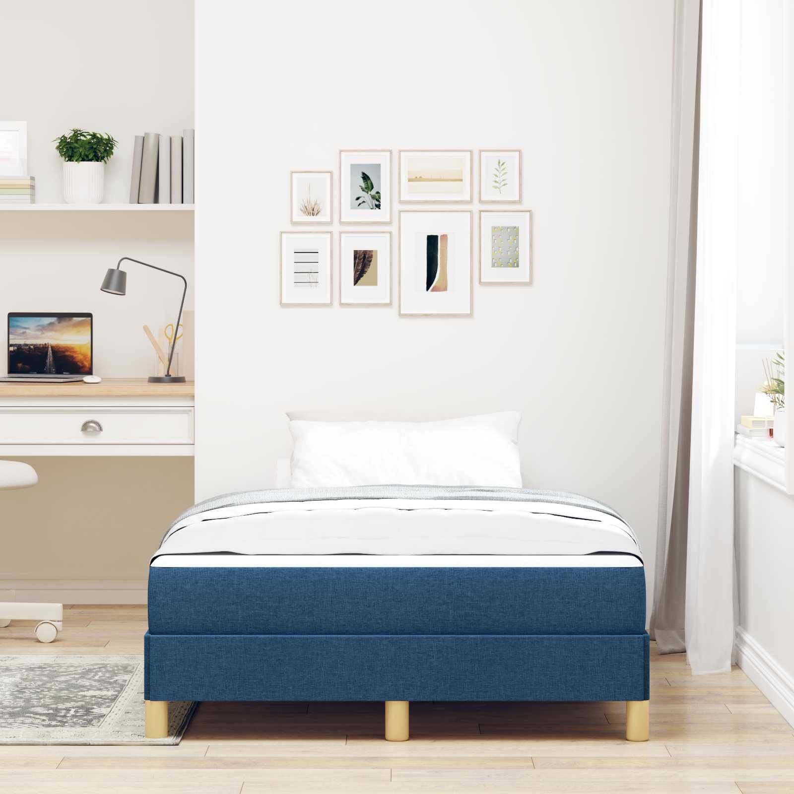 vidaXL Boxspringbett mit Matratze Blau 120 x 190 cm Stoff