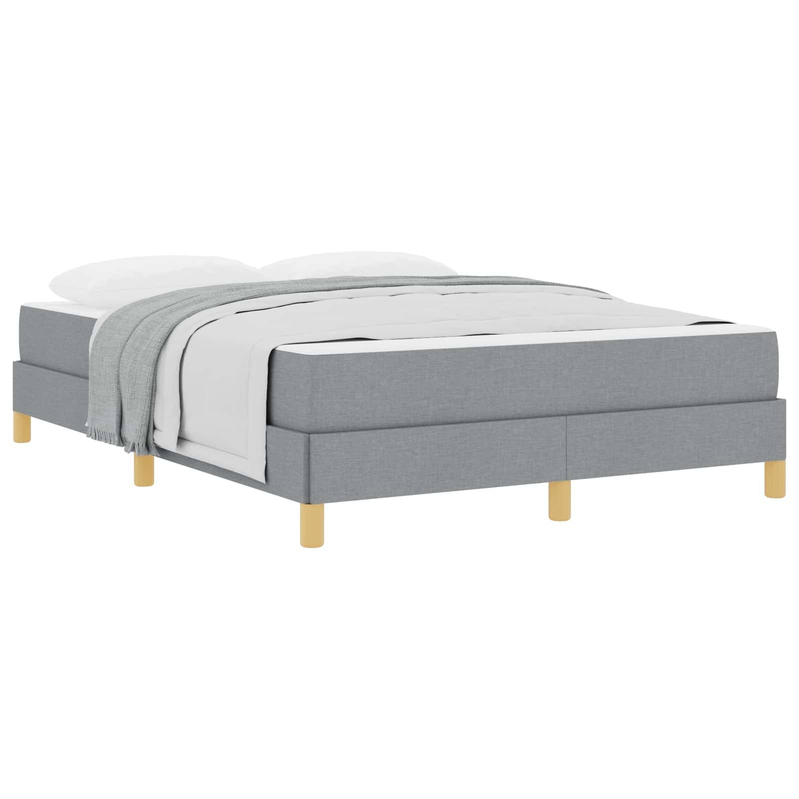 vidaXL Boxspringbett mit Matratze Hellgrau 140 x 190 cm Stoff