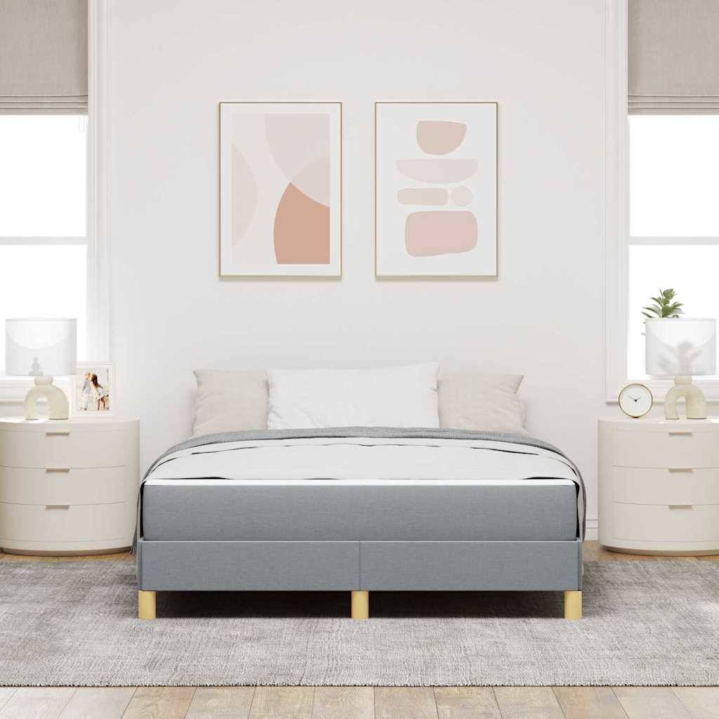 vidaXL Boxspringbett mit Matratze Hellgrau 140 x 190 cm Stoff