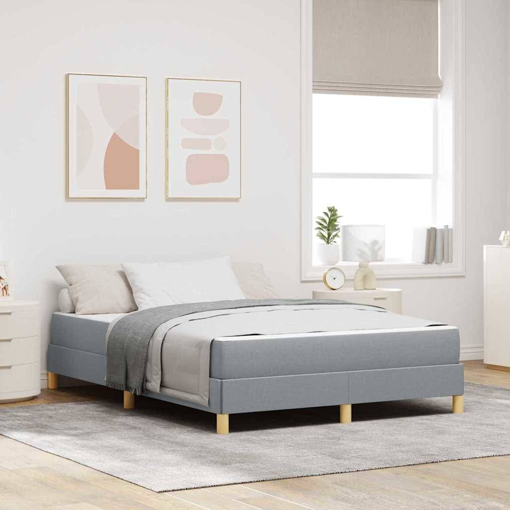 vidaXL Boxspringbett mit Matratze Hellgrau 140 x 190 cm Stoff