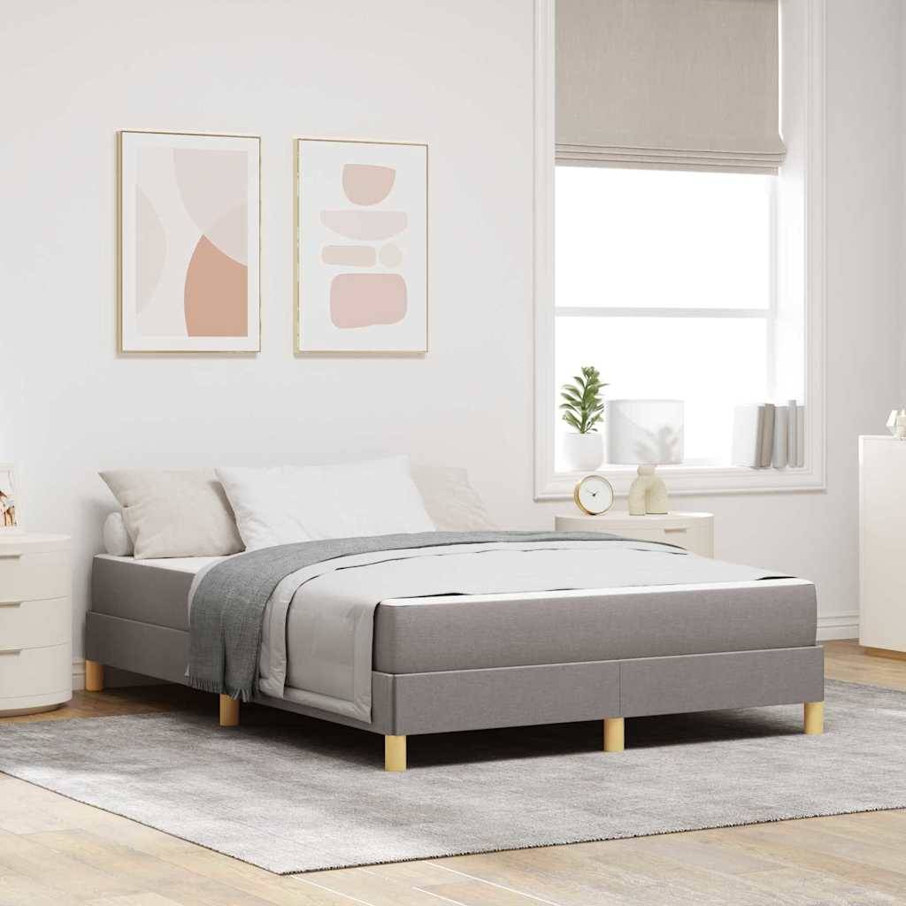 vidaXL Boxspringbett mit Matratze Taupe 140 x 190 cm Stoff