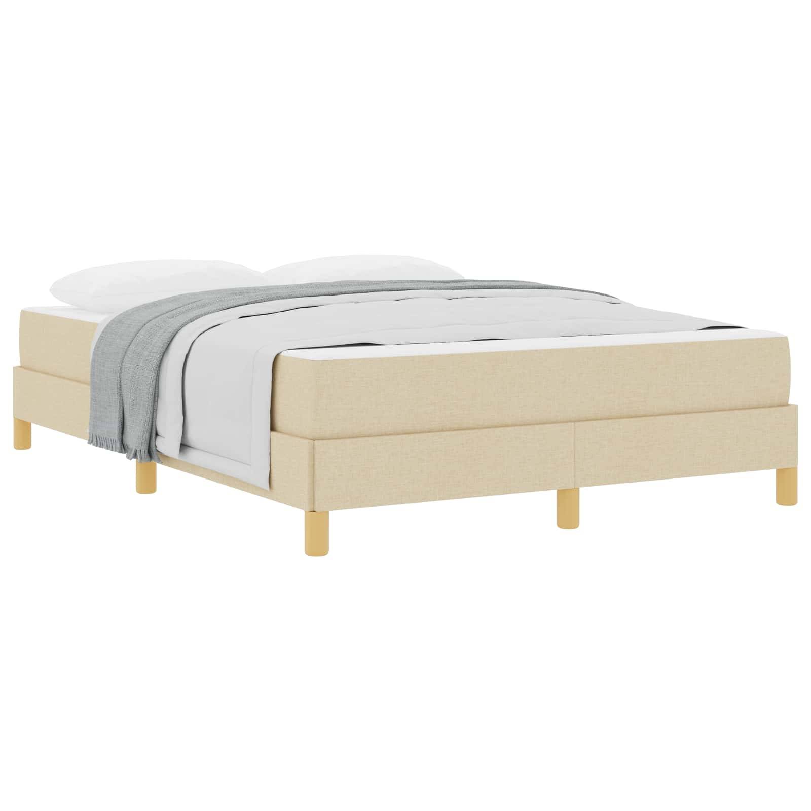 vidaXL Boxspringbett mit Matratze Creme 160 x 200 cm Stoff