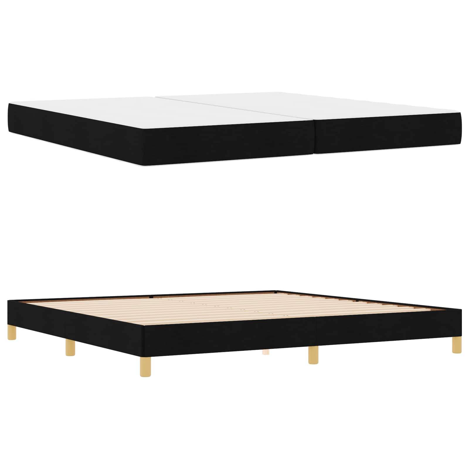 vidaXL Boxspringbett mit Matratze Schwarz 200 x 200 cm Stoff