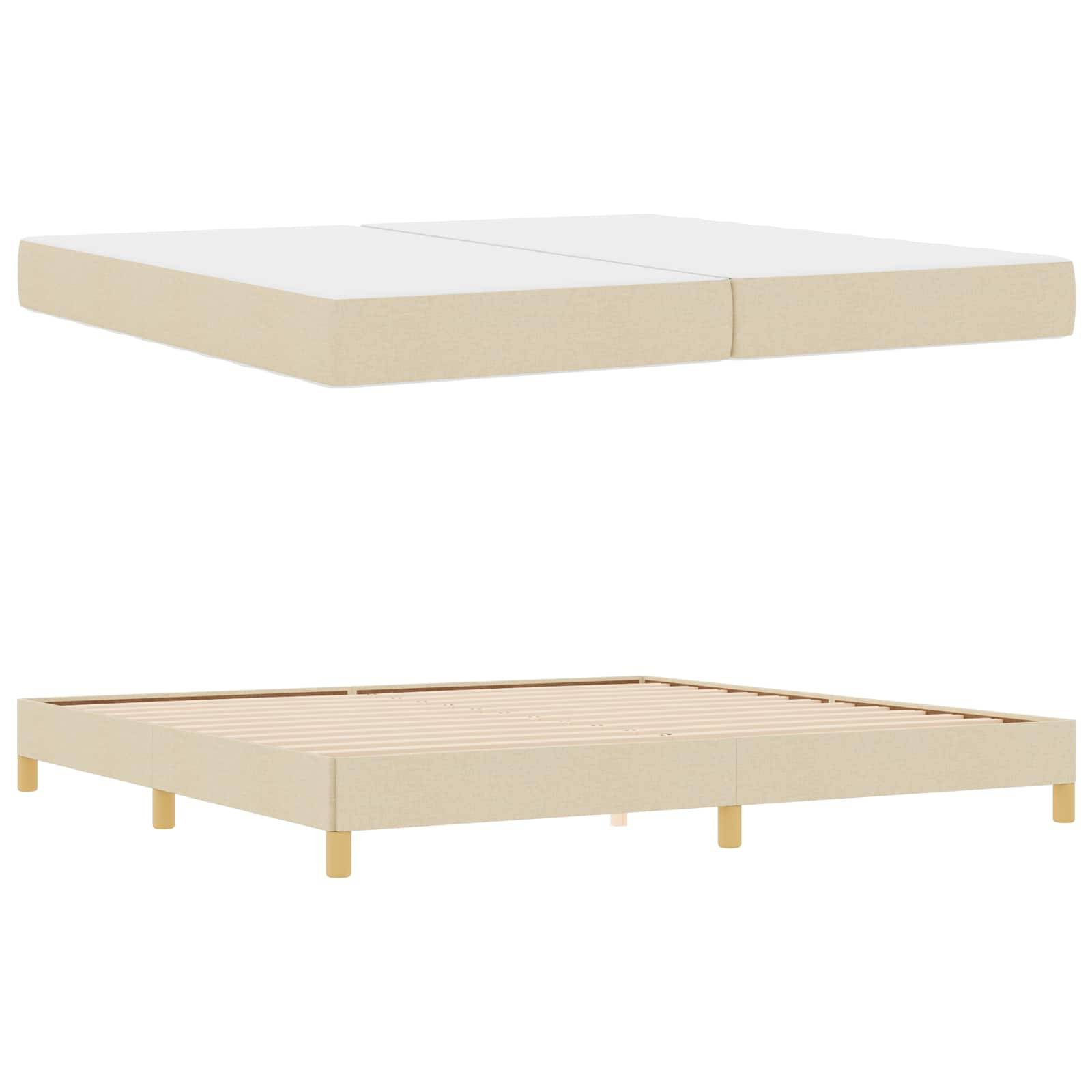 vidaXL Boxspringbett mit Matratze Creme 200 x 200 cm Stoff