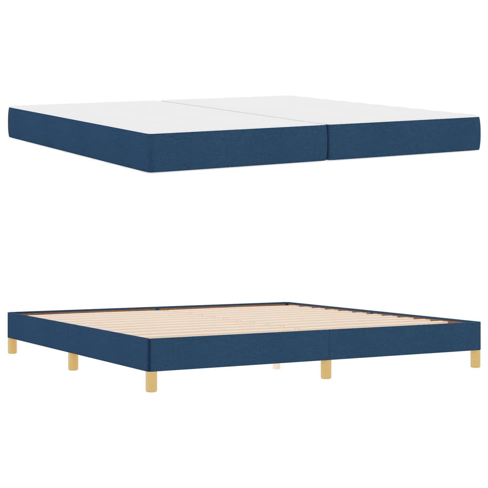 vidaXL Boxspringbett mit Matratze Blau 200 x 200 cm Stoff
