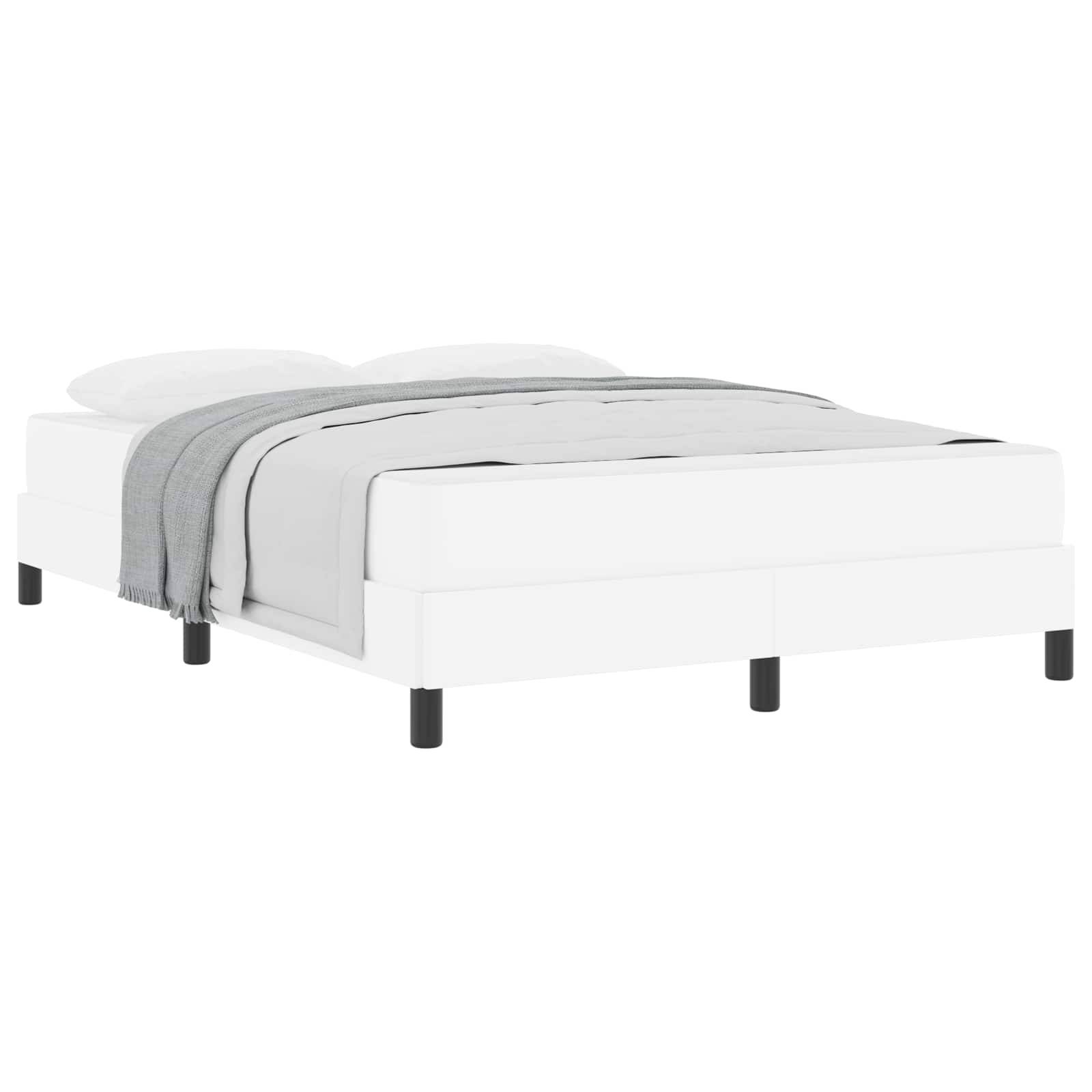 vidaXL Bettrahmen mit Matratze Reinweiß 140 x 190 cm Stoff