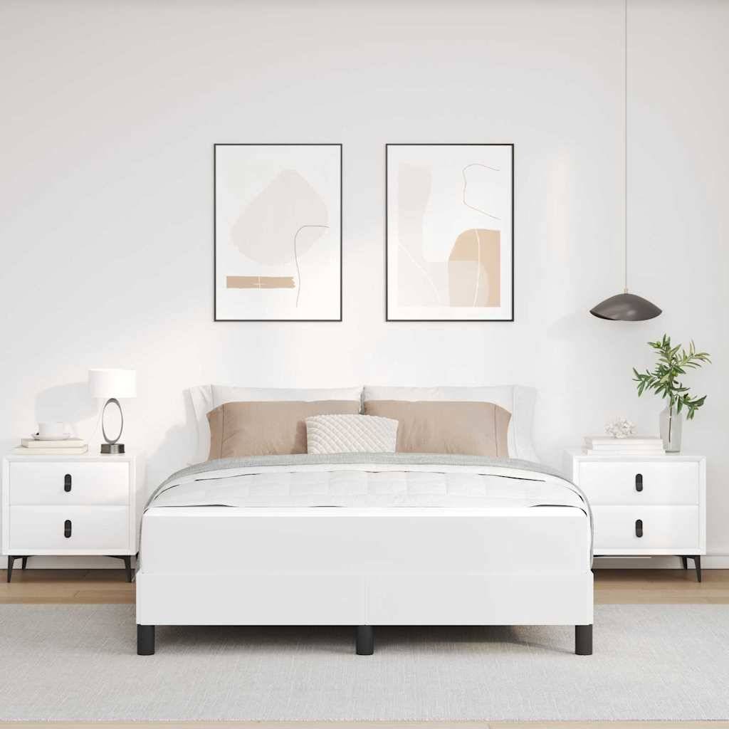 vidaXL Bettrahmen mit Matratze Reinweiß 140 x 190 cm Stoff