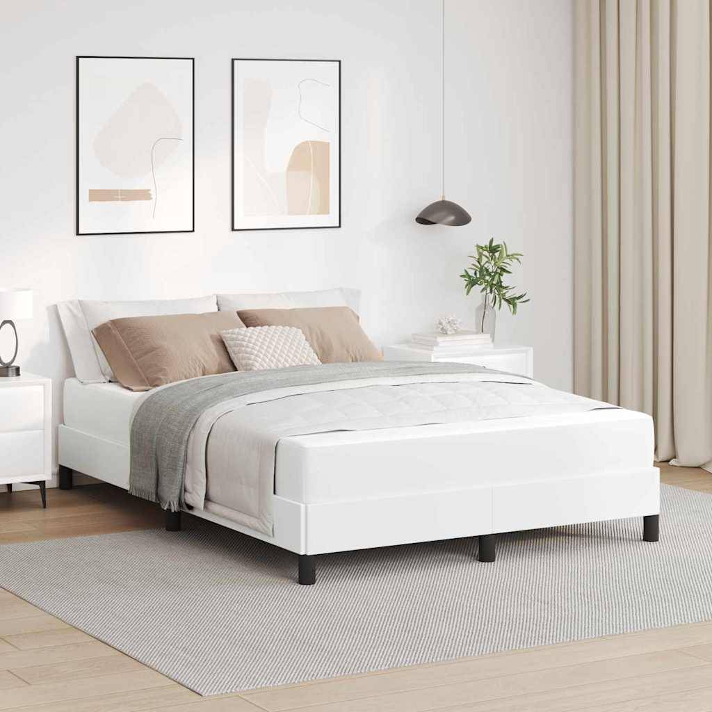 vidaXL Bettrahmen mit Matratze Reinweiß 140 x 190 cm Stoff
