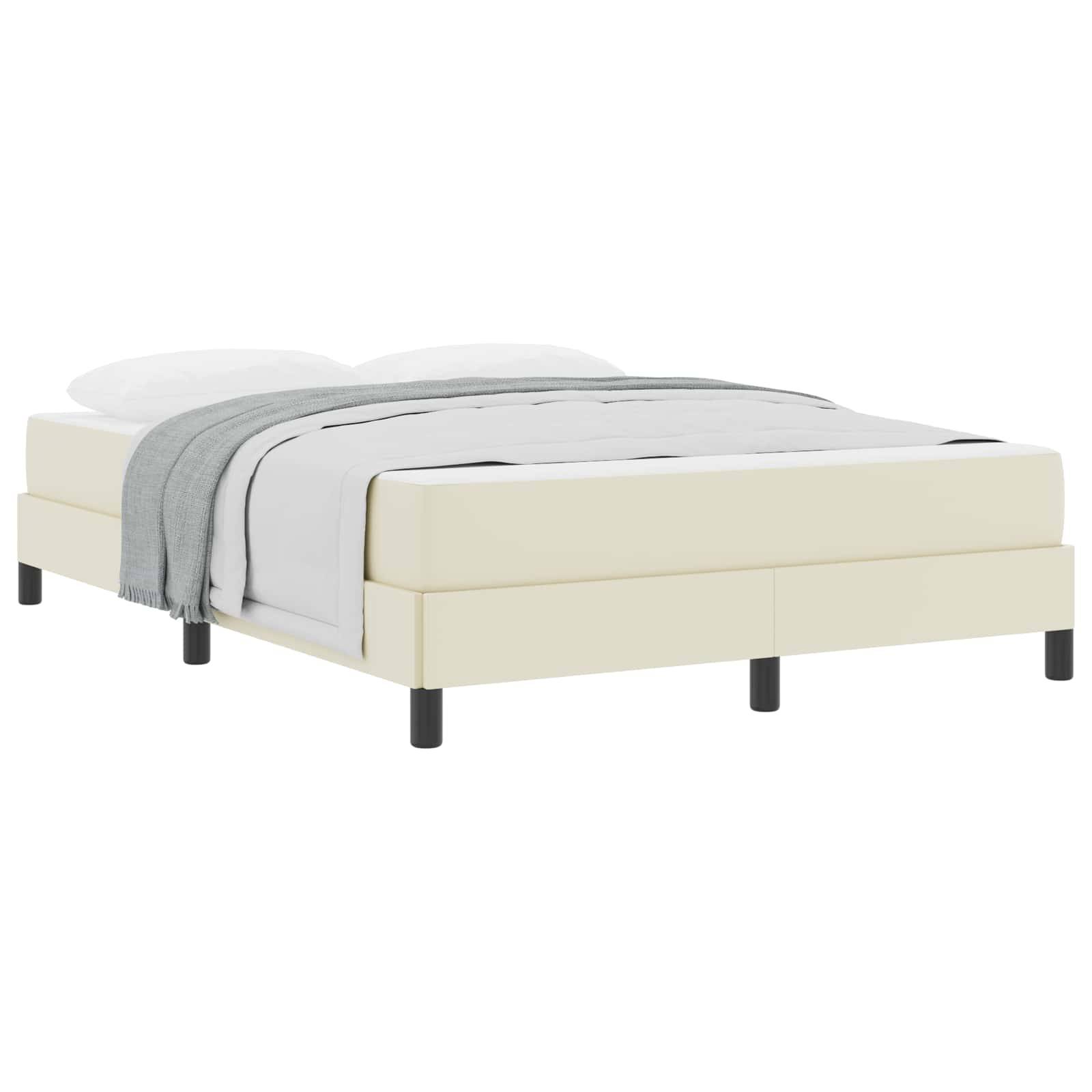 vidaXL Bettrahmen mit Matratze Creme 140 x 190 cm Stoff