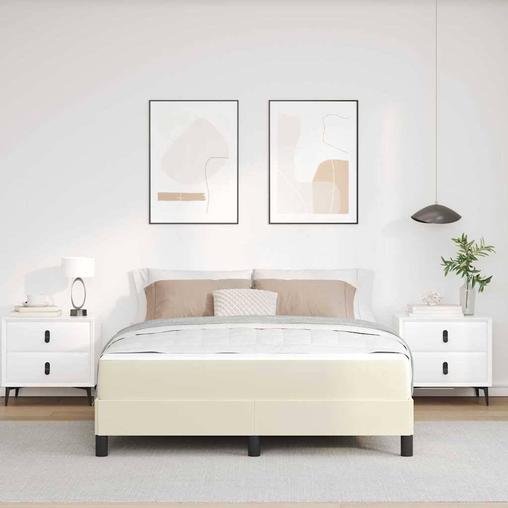 vidaXL Bettrahmen mit Matratze Creme 140 x 190 cm Stoff
