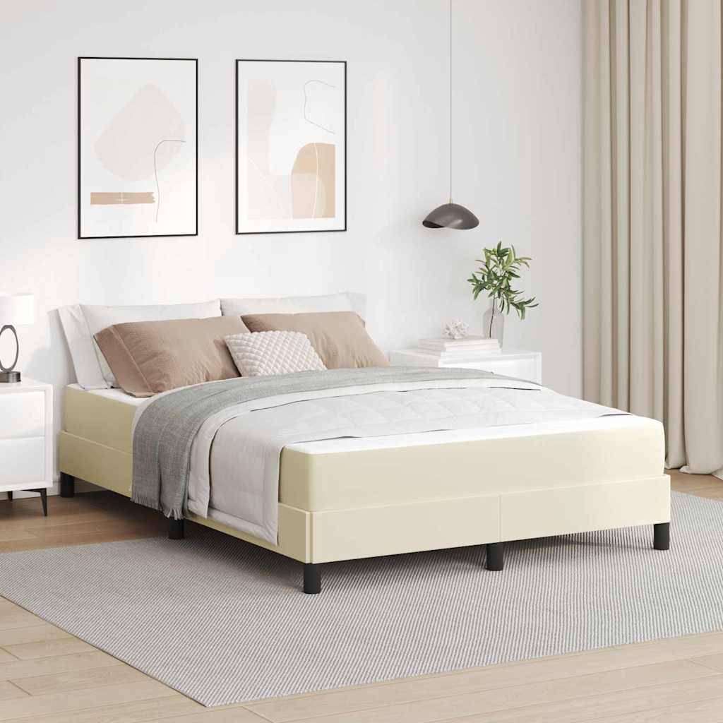 vidaXL Bettrahmen mit Matratze Creme 160 x 200 cm Stoff