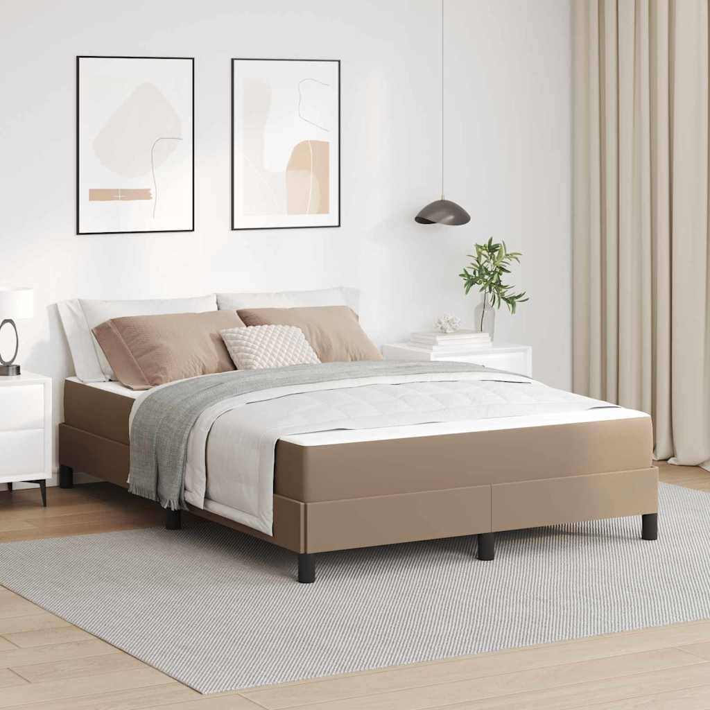 vidaXL Bettrahmen mit Matratze Cappuccino 140 x 190 cm Stoff