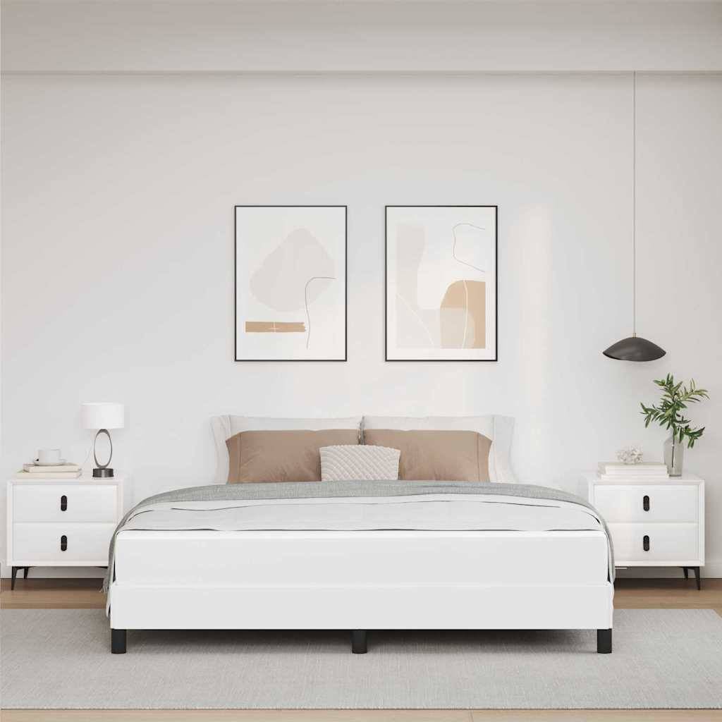 vidaXL Bettrahmen mit Matratze Reinweiß 180 x 200 cm Stoff