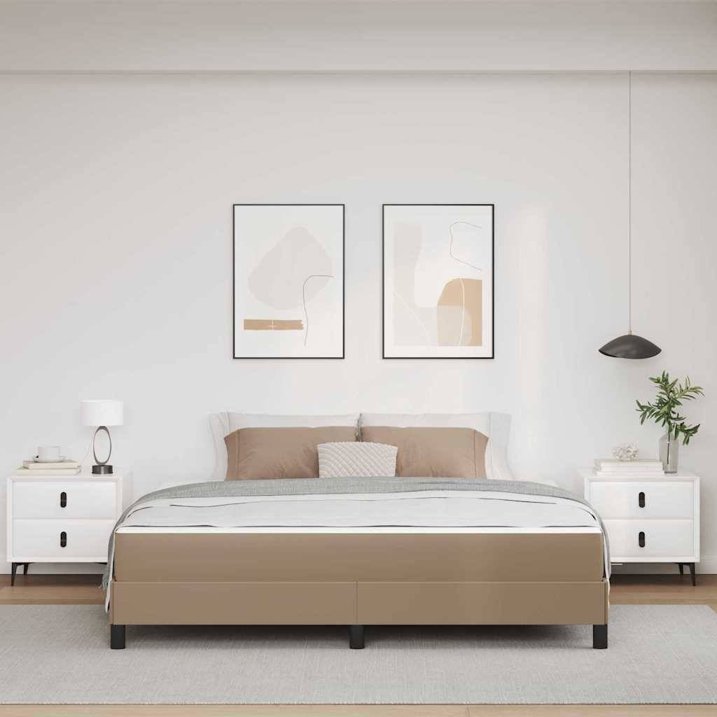 vidaXL Bettrahmen mit Matratze Cappuccino 180 x 200 cm Stoff