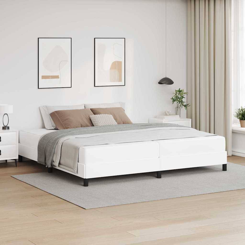 vidaXL Bettrahmen mit Matratze Reinweiß 200 x 200 cm Stoff
