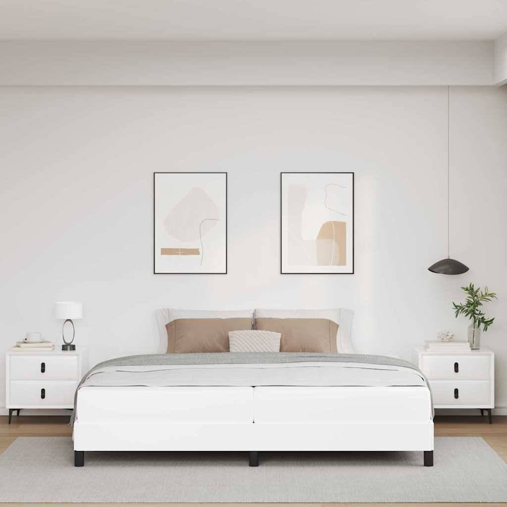 vidaXL Bettrahmen mit Matratze Reinweiß 200 x 200 cm Stoff
