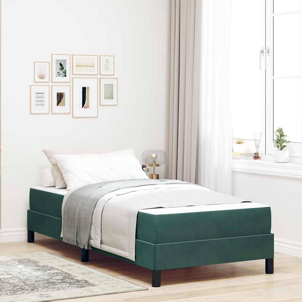 vidaXL Boxspringbett mit Matratze Dunkelgrün 80 x 200 cm Stoff