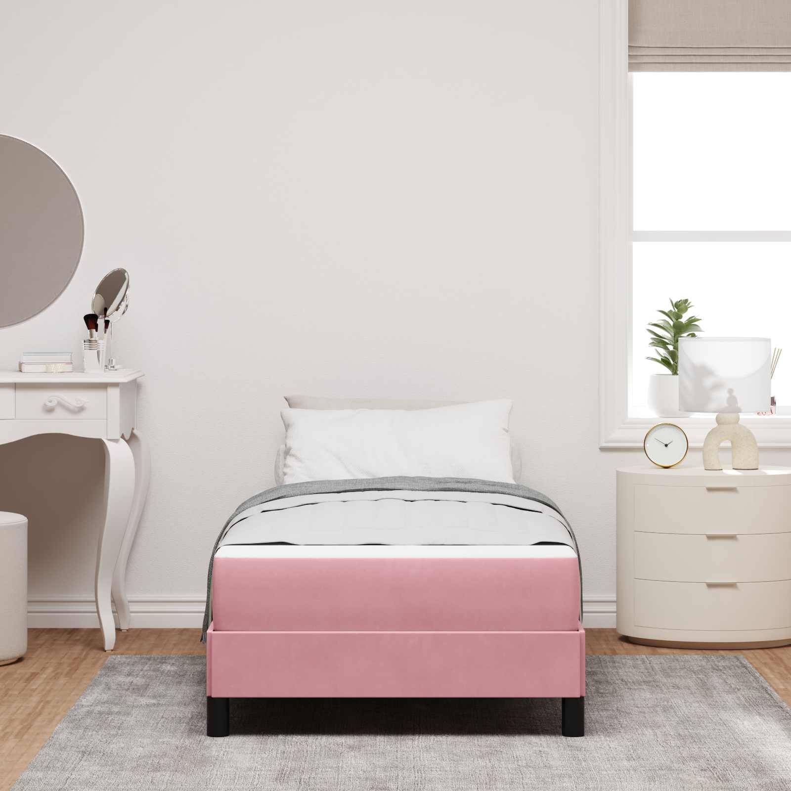 vidaXL Boxspringbett mit Matratze Rosa 80 x 200 cm Stoff