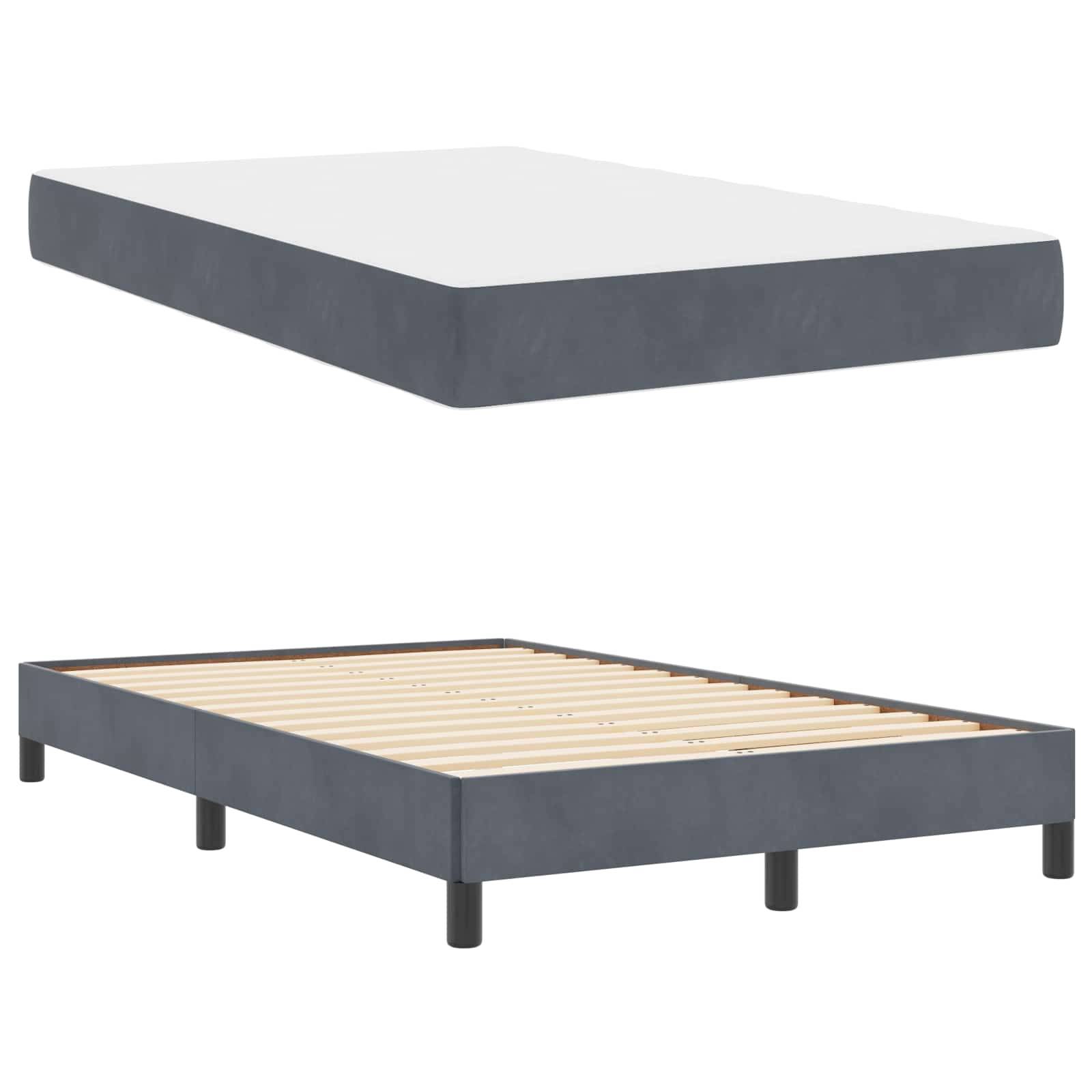 vidaXL Boxspringbett mit Matratze Dunkelgrau 120 x 190 cm Stoff