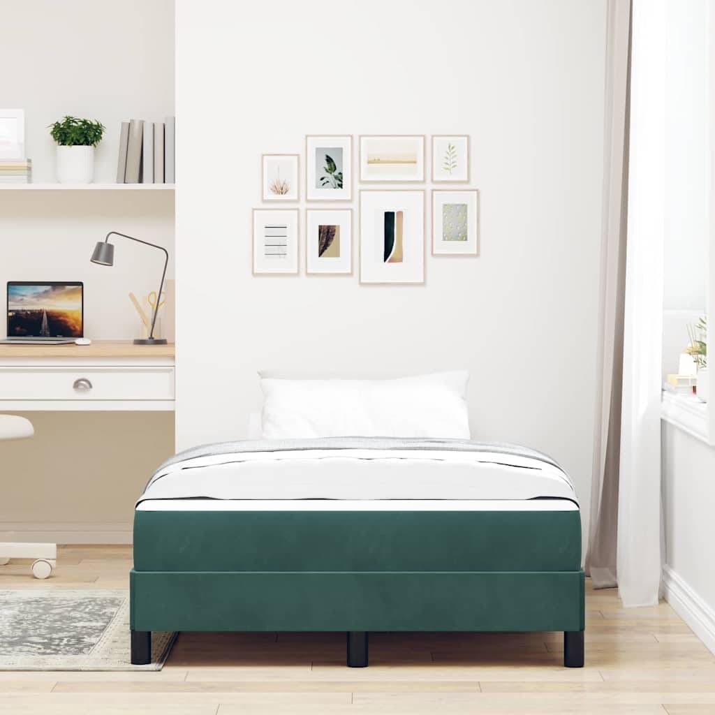 vidaXL Boxspringbett mit Matratze Dunkelgrün 120 x 200 cm Stoff