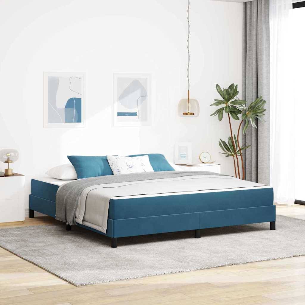 vidaXL Boxspringbett mit Matratze Dunkelblau 180 x 200 cm Stoff