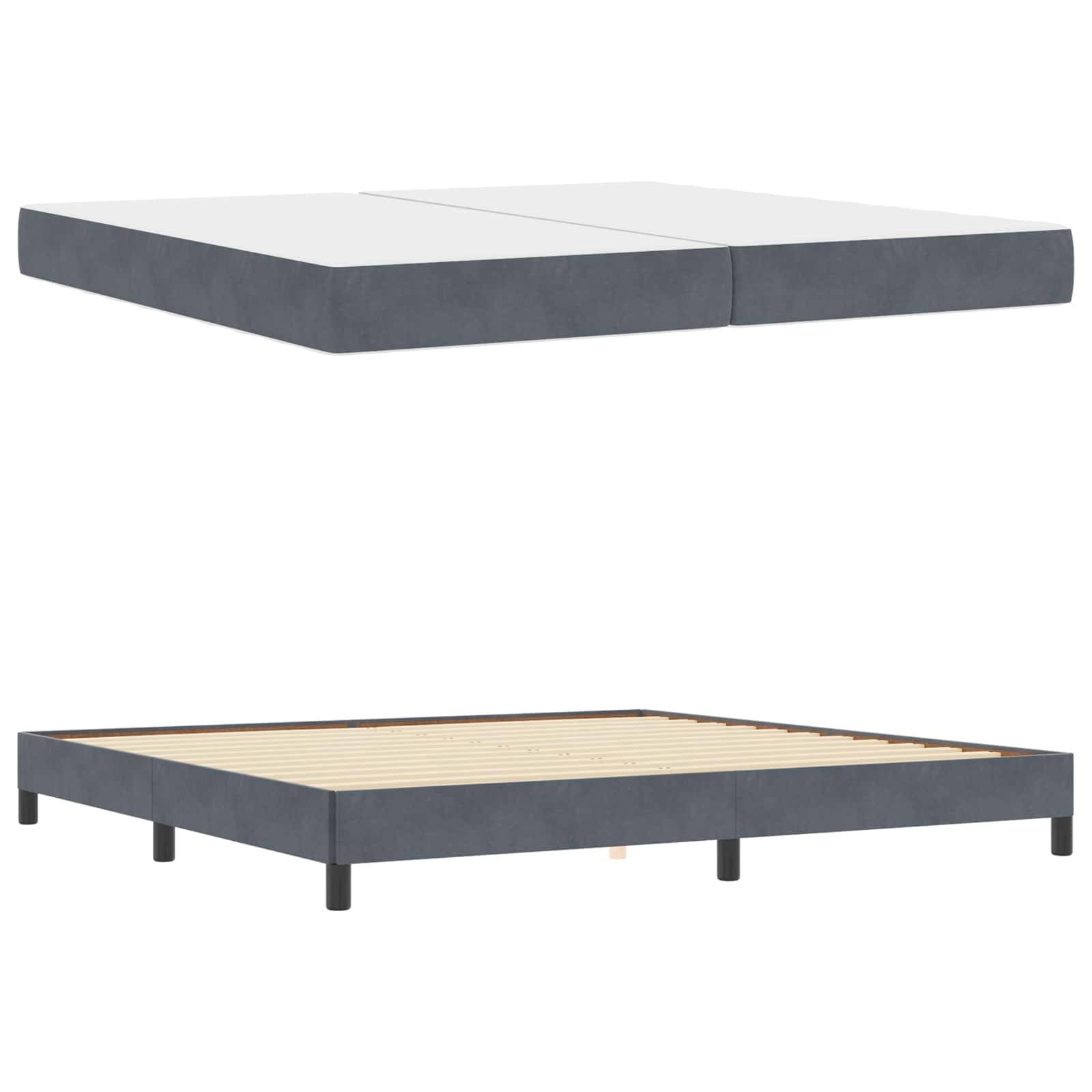 vidaXL Boxspringbett mit Matratze Dunkelgrau 200 x 200 cm Stoff