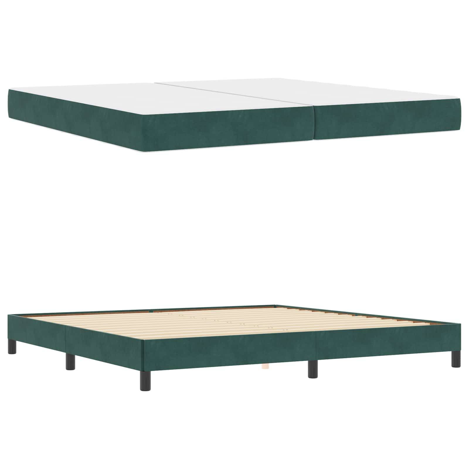 vidaXL Boxspringbett mit Matratze Dunkelgrün 200 x 210 cm Stoff