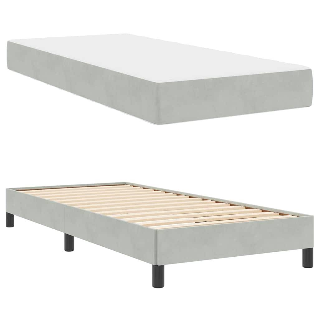 vidaXL Boxspringbett mit Matratze Hellgrau 80 x 210 cm Stoff