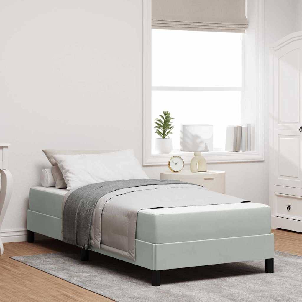 vidaXL Boxspringbett mit Matratze Hellgrau 100 x 200 cm Stoff