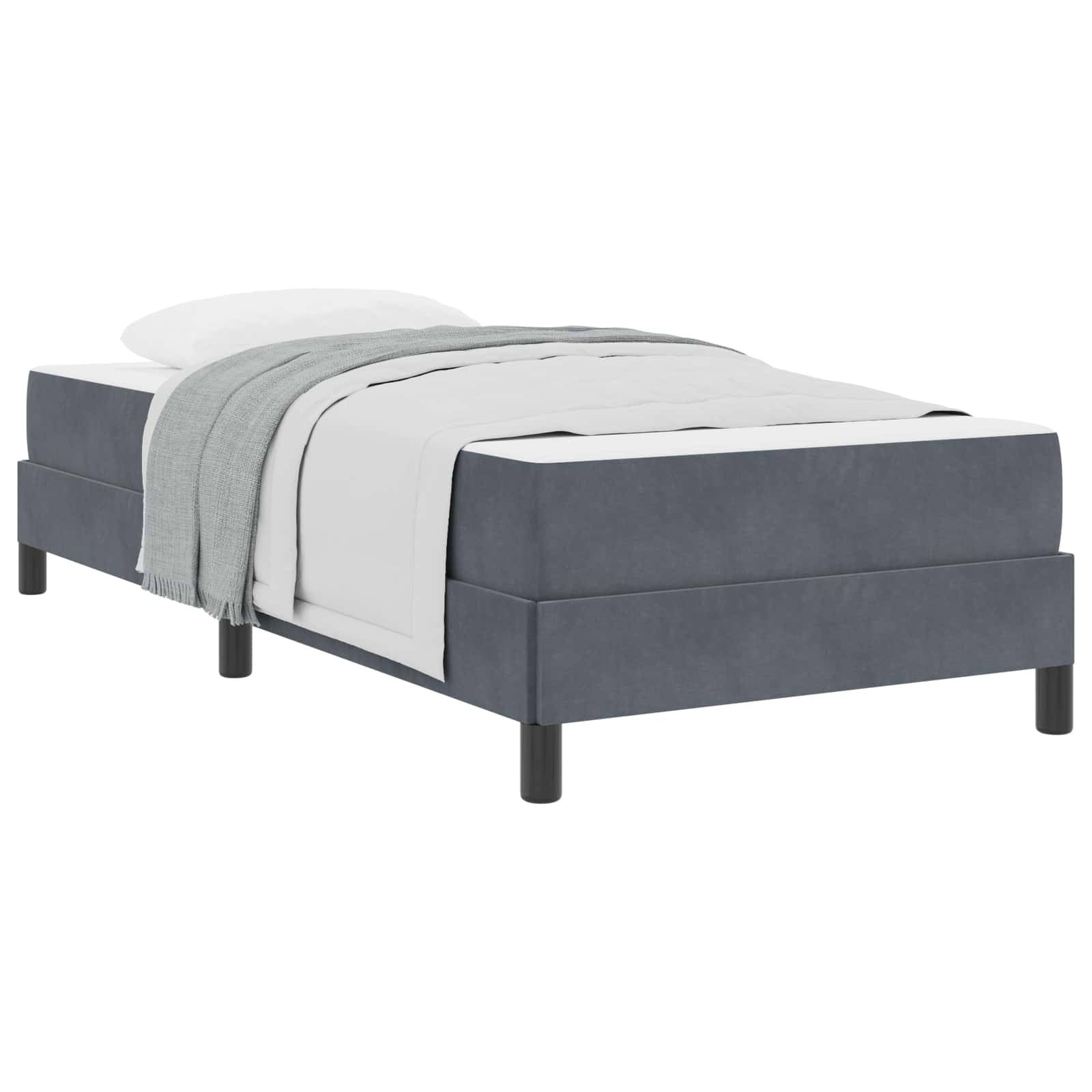 vidaXL Boxspringbett mit Matratze Dunkelgrau 80 x 220 cm Stoff