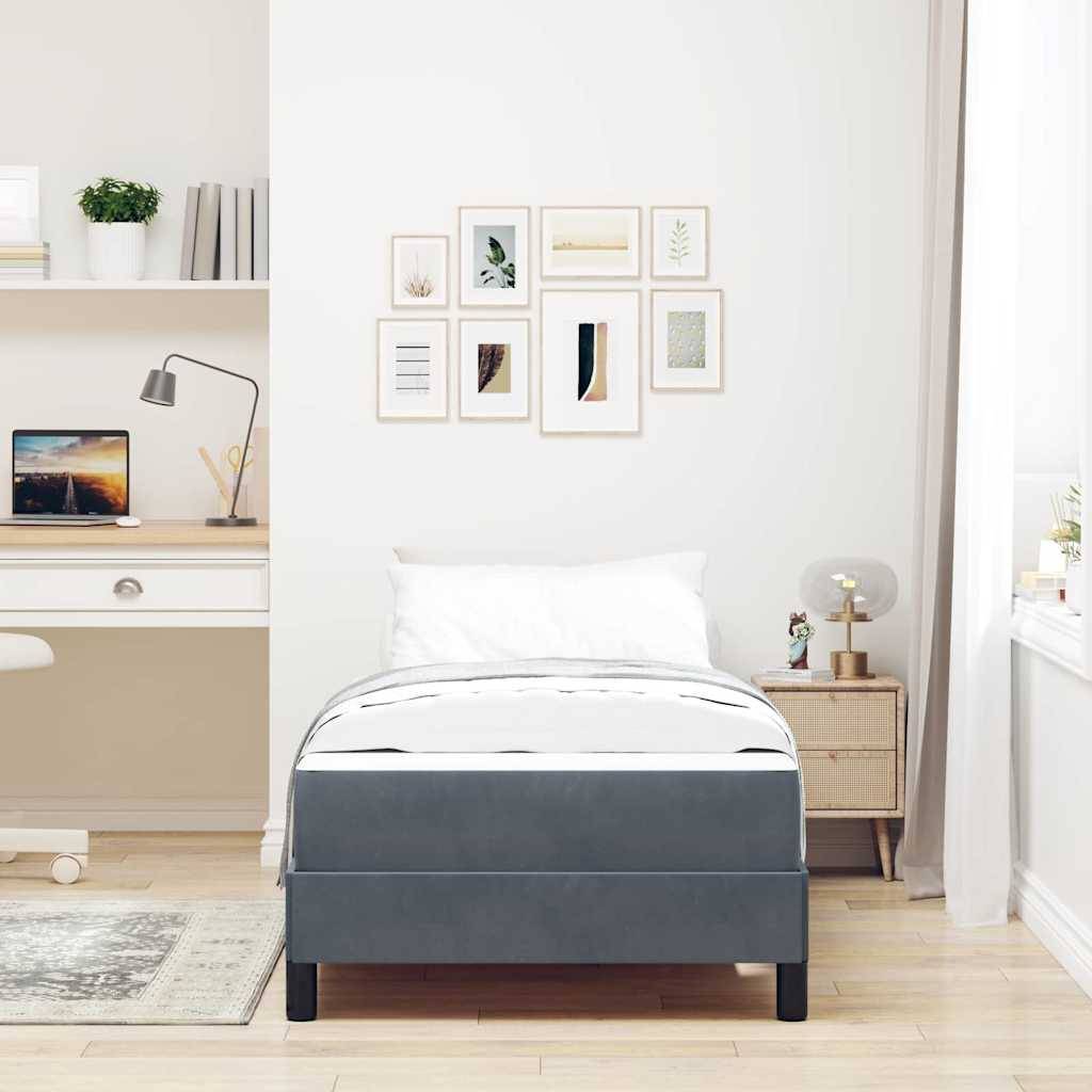 vidaXL Boxspringbett mit Matratze Dunkelgrau 80 x 220 cm Stoff