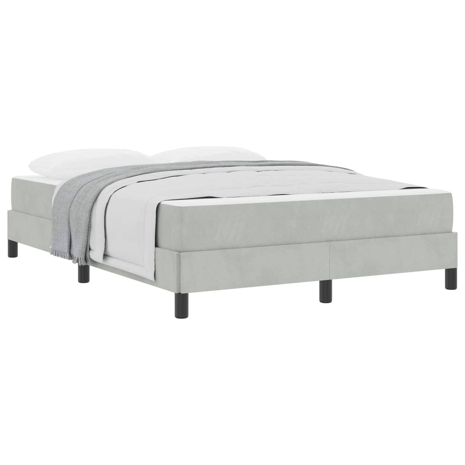 vidaXL Boxspringbett mit Matratze Hellgrau 140 x 190 cm Stoff