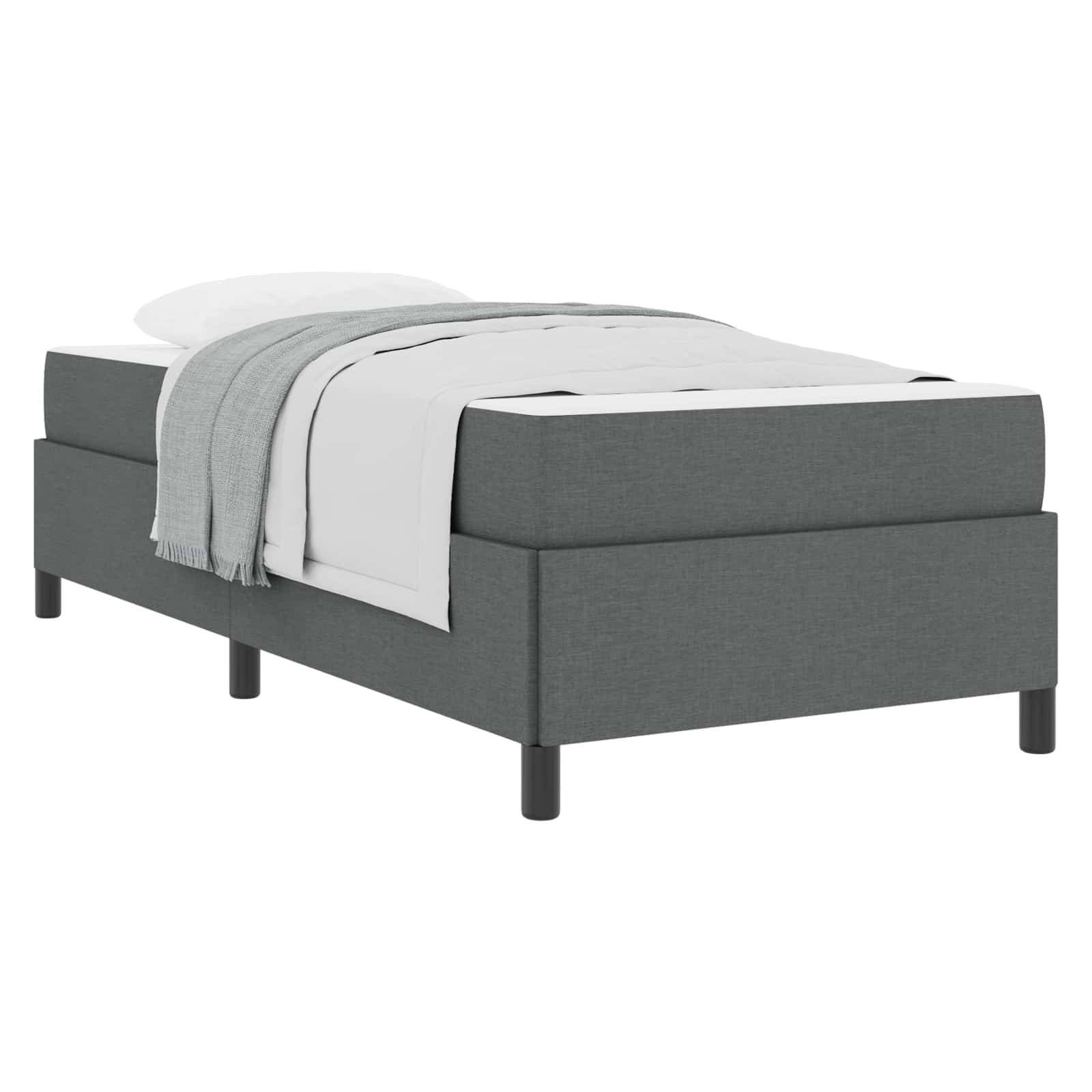 vidaXL Boxspringbett Dunkelgrau 100 x 200 cm Stoff
