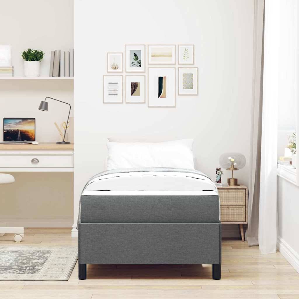 vidaXL Boxspringbett Dunkelgrau 90 x 200 cm Stoff
