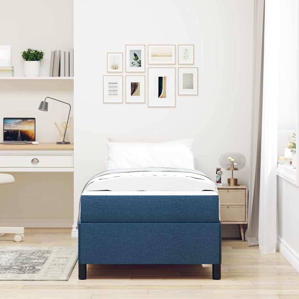 vidaXL Boxspringbett Blau 90 x 200 cm Stoff